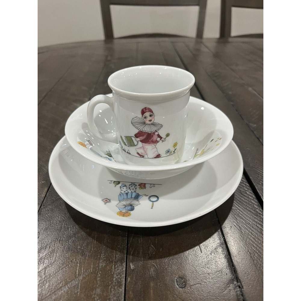 Vintage Bavarian W. German Hummelwerk Porcelain Childs Dinner Set Clowns‎ 1930s